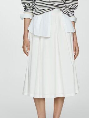 MANGO - Pleated Midi Skirt - White - Size Small